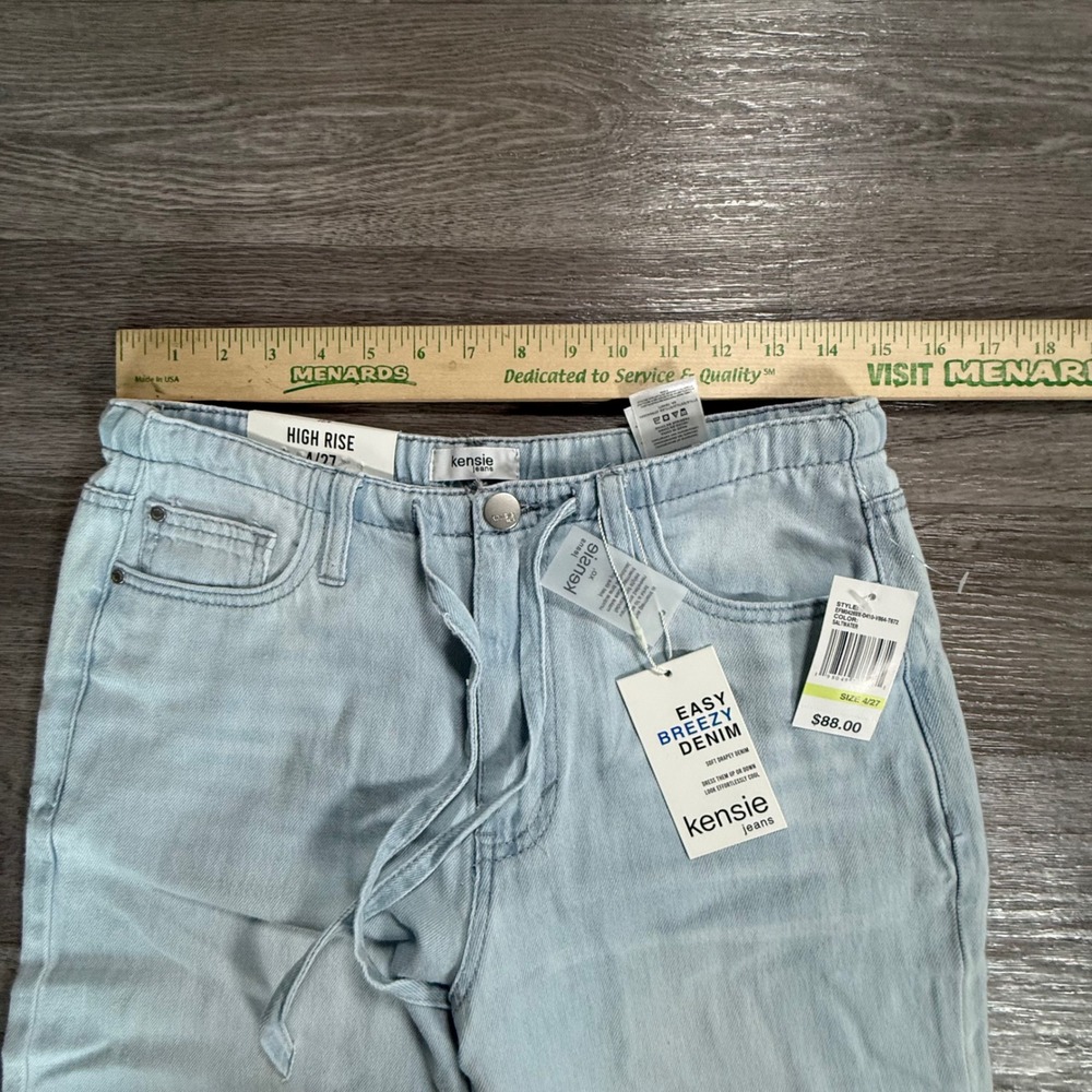 Kensie Easy Breezy Denim High Rise Wide Leg Jeans Saltwater Light Wash 4/27 NEW - Picture 4 of 7